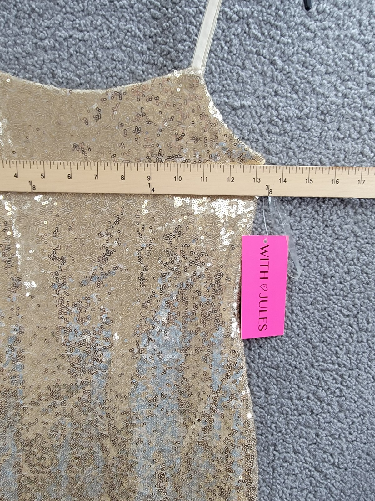 With Jules Sleeveless Sequin Bodycon Dress Big Girls XL Gold Round Neck Pullover - Picture 5 of 15