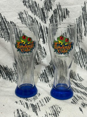 Rainforest Cafe Chicago Beer Glass Cup Tree Frog Lot Of 2