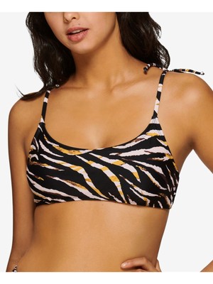 

HULA HONEY Женский черный купальник без косточек с принтом под зебру Eternal Animal Swimsuit Top
