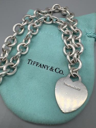 Vintage Nice Tiffany & Co Heart Tag 925 Sterling Silver 16