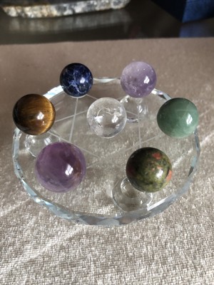 Gorgeous Crystal 7 point star mini Sphere Chakra Planets Set 177g