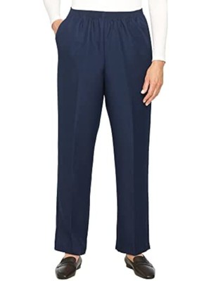 

ALFRED DUNNER Женские темно-синие текстурированные брюки прямого кроя с карманами, Navy, RN19232