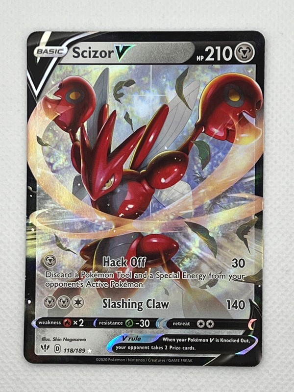 Pokemon TCG Card Darkness Ablaze Scizor V 118/189 Full Art Holo