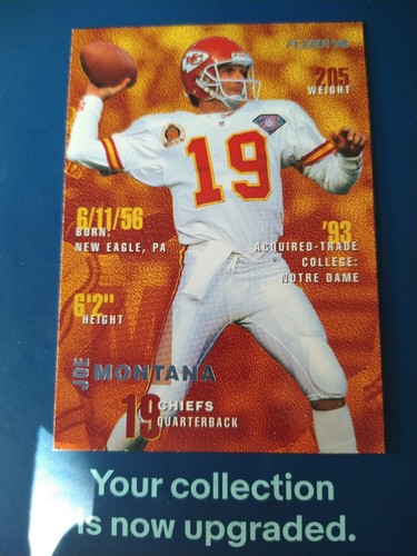 1995 Fleer Football Joe Montana #183 Kansas City Chiefs | eBay