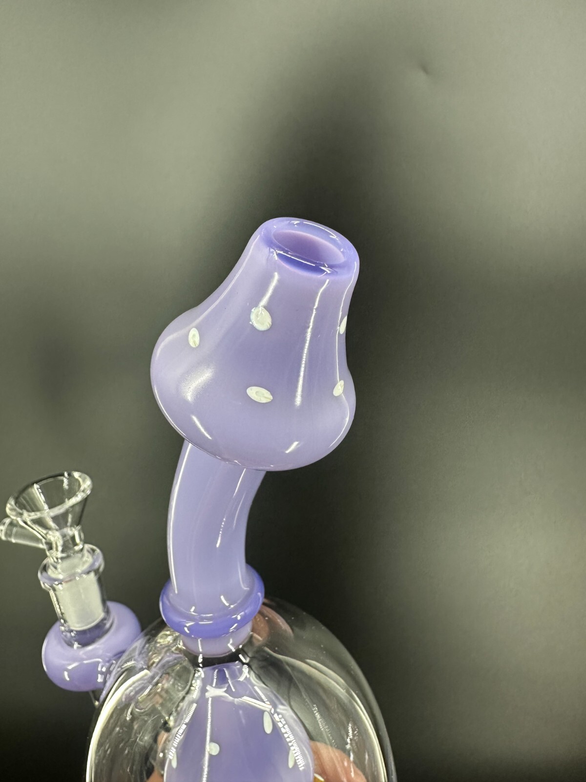 9" Jade purple Mushroom Recycler Glass Bong 14mm Bowl Water Pipes Hookah