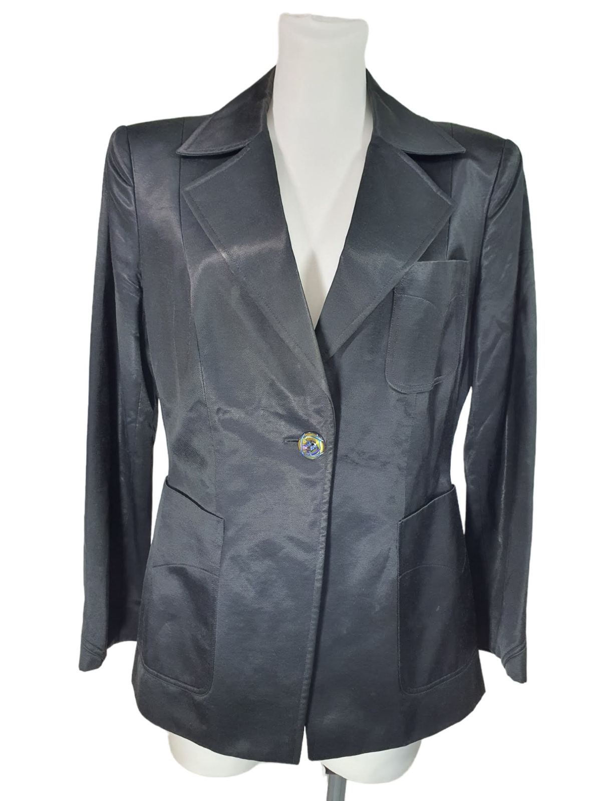 Bazar De Christian Lacroix Black Shiny Cotton Short Jacket