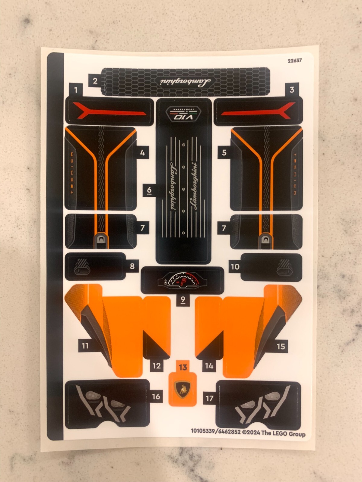 レターパット　A1を70枚 ASを20枚　シールエクステ LEGO STICKER SHEET for 42196 Lamborghini Huracan Tecnica