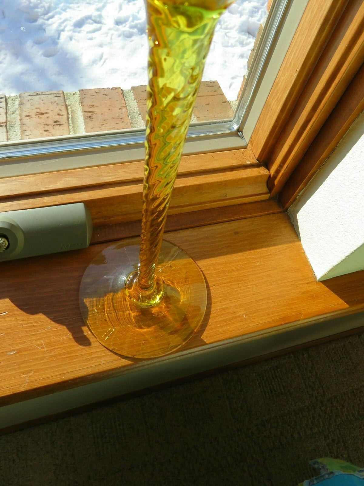 Vintage Italian Tall Twist Stem Sun Bright Yellow Glass Compote