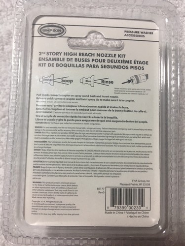 Simpson 2nd Story High Reach Pressure Washer Soap Rinse Nozzle Kit Max 5000psi