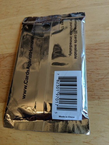 Cards Against Humanity Retail Product Exclusive Silver CAH Exp Pack With Rebate