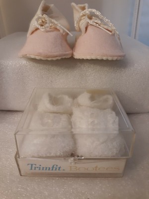 Vtg Trimfit Footed Terrycloth Unisex Baby Infant Bootees Shoes NOS