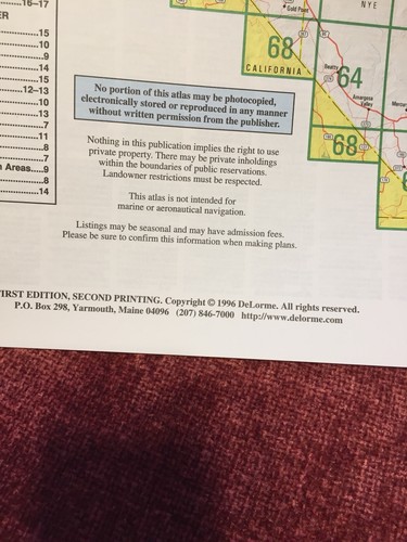 Delorme ~Atlas and Gazetteer ~Nevada~Topographic Maps Of The Entire State 1996