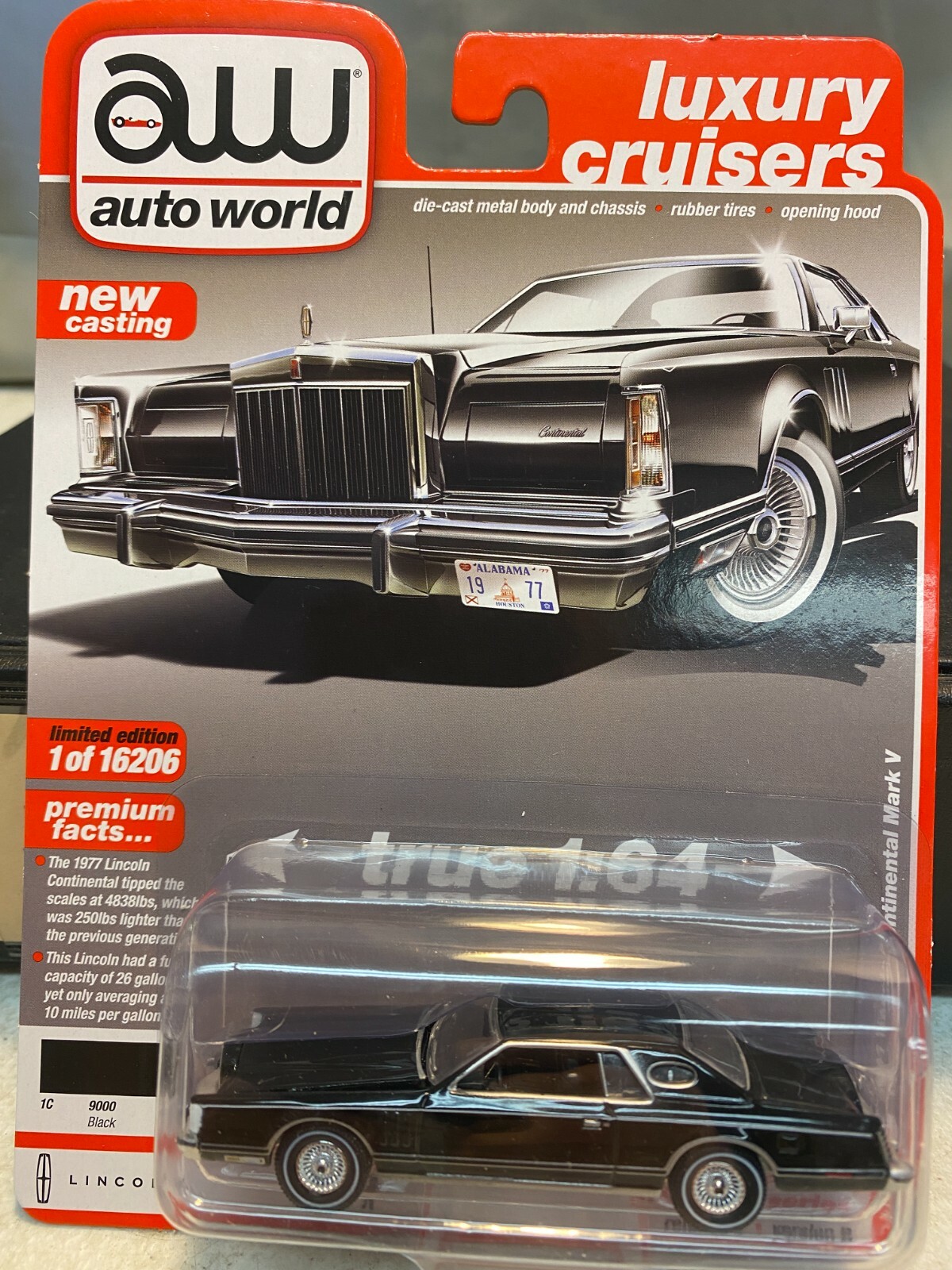 Malymoon レディブラックレザーウルフヴィラン 1/64 AUTO WORLD LUXURY CRUISERS 1977 LINCOLN CONTINENTAL