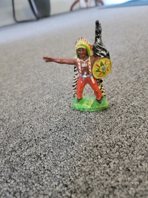 Vintage 70mm Composition Elastolin Native American Warrior Figure
