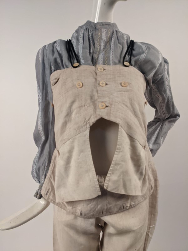 RARE REGENCY 1810 1820 MEN'S BROAD FALL FRONT HAND SEWN LINEN