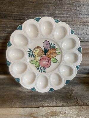 Unique Deviled Egg Plate Serving Platter Holder Carrot Eggplant  Mushroom Design