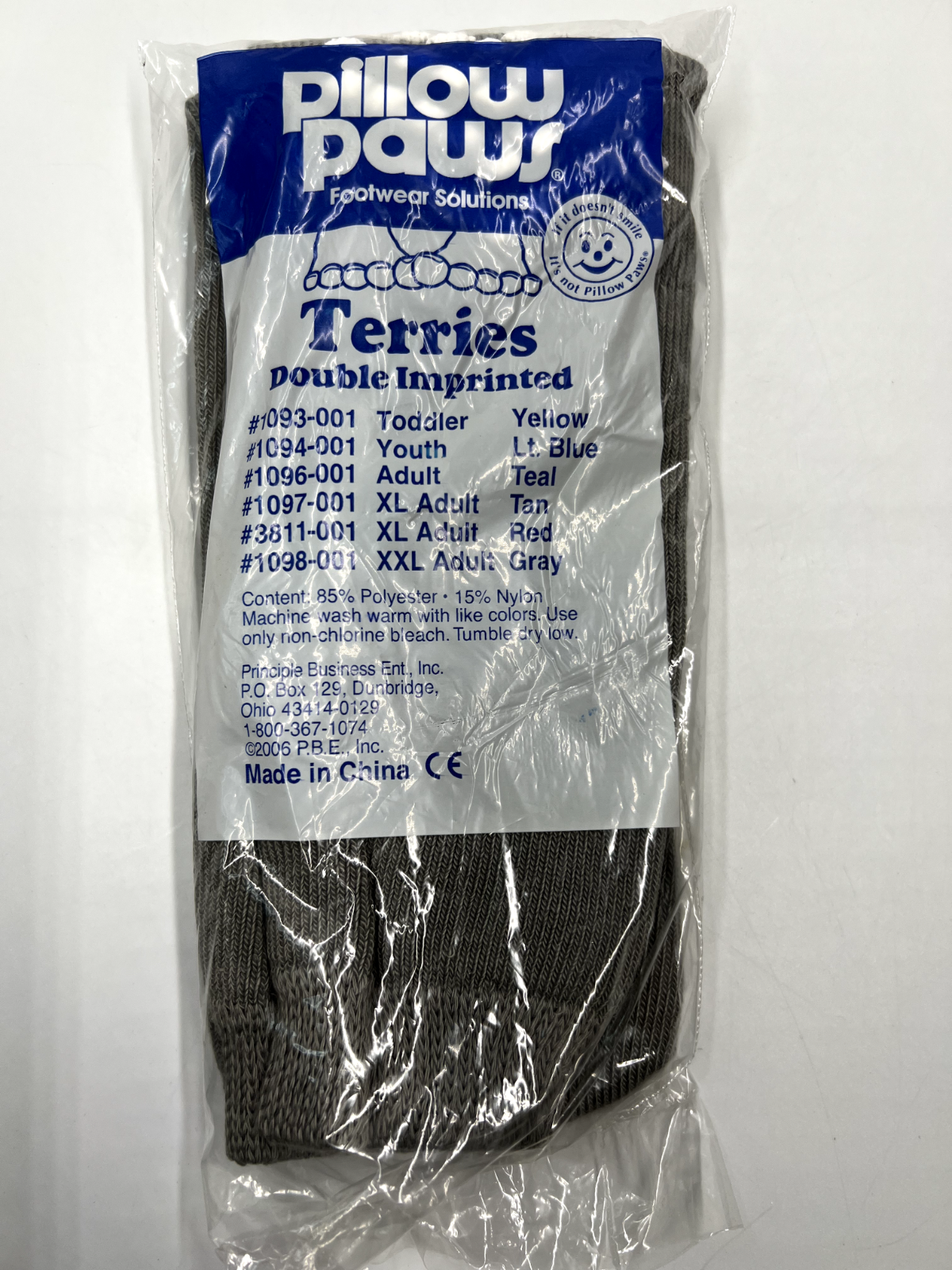 S 2xl Adult Terries Double Imprinted Gray Nonslip