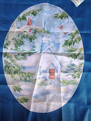 Artists Touch Peace on Earth Winter Church Cardinals Holiday Christmas Yard Flag
