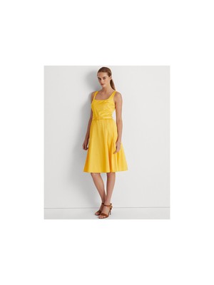 

RALPH LAUREN Женское желтое платье с поясом и подкладкой без рукавов + расклешенное платье, Желтый