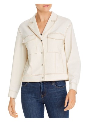 

LAFAYETTE 148 Женская джинсовая куртка цвета слоновой кости на пуговицах с длинным рукавом и воротником, Цвет слоновой кости, MQ627R-1H03