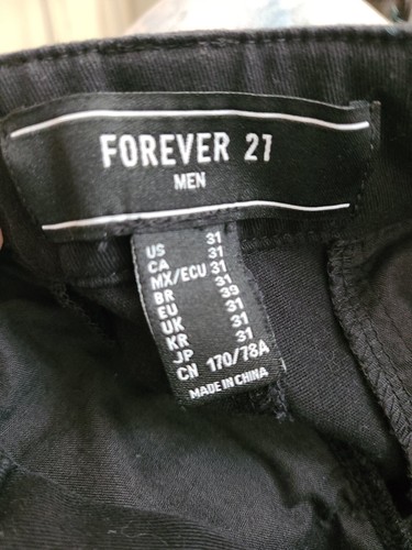 Forever 21 Mens Cargo Pockets STRETCH Black Sz 31x27  Cotton  Blend