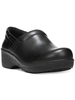 

ДР. SCHOLLS WORK Женские черные кожаные сабо без шнуровки на танкетке 1/2 дюйма на платформе 7 м, Черный, E7159M1