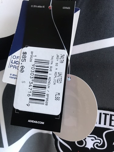 NWT $85 Adidas D.C. United 17 18 Away SS Replica Jersey Climacool White Sz Small