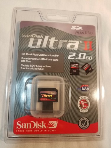 Sandisk Ultra II 2.0 GB SD Card NEW - Converts to USB for easy copying