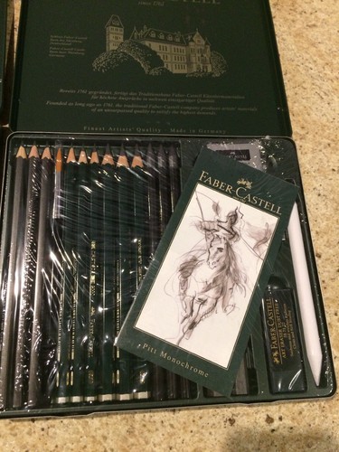 Lot Of 2 FABER-CASTELL USA 112973 PITT GRAPHITE TIN 19PC SET