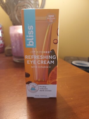 Bliss Rest Assured Refreshing Eye Cream Vitamin C Reduces Dark Circles .5 fl oz
