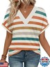 WIHOLL Summer Tops for Women Clothing 2025 Spring Break Essential Dressy Casual V Neck Easter Shirts Outfits Cute Orange Stripes L