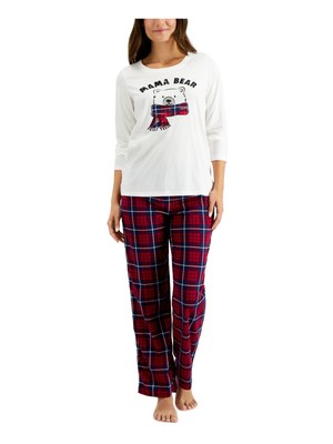 

Женская пижама FAMILY PJs Mama Bear, красная эластичная футболка, топ, прямые брюки, пижама, Красный