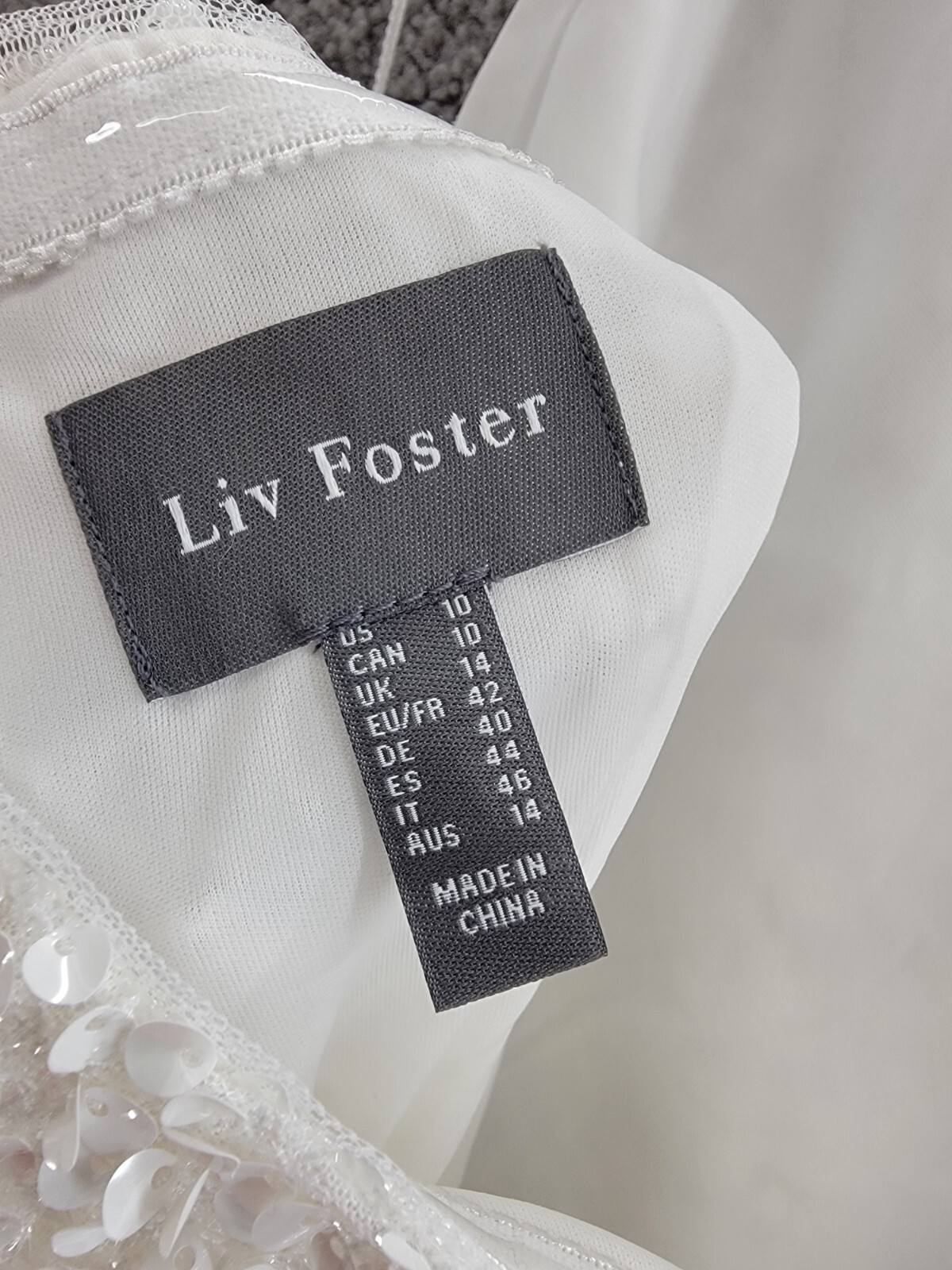 Liv Foster Sequin Halter Mini Dress Womens 10 Ivory Open Back Button Zip Closure - Picture 8 of 18