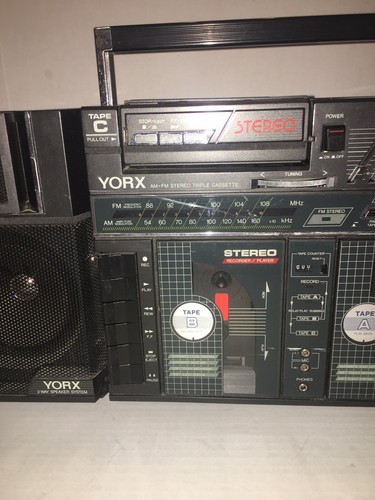 Vintage YORX BP-1000 Triple Cassette Portable AM/FM Radio Boombox