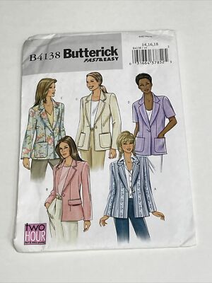 Butterick Misses Jacket Size 14 16 18 Uncut Sewing Pattern B4138