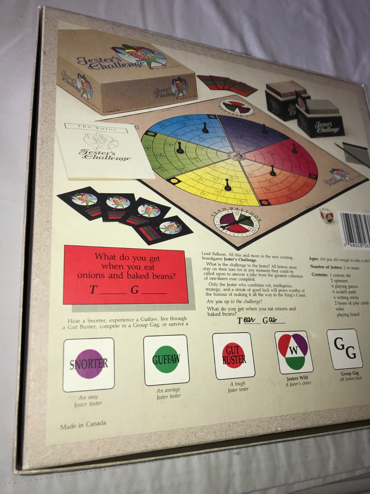 Rare 1989 JESTER'S CHALLENGE Inc. Board Game DAD JOKE Comedy TRIVIA Complete EUC