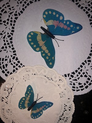 Handmade Pair Of Butterfly Clip Barrettes  Set Of 2 Summer Spring Wedding