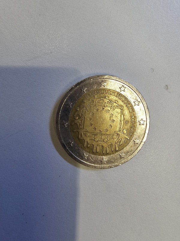 2 Euro MüNze Bundesrepublik Deutschland Europaflagge 1985 - 2015 FehlpräGung