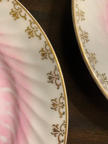 Vintage KPM Germany China Pattern Pink w/ Gold Trim 7 Inch Dia Dessert Salad 872