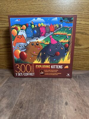 Exploding Kittens JIGSAW PUZZLES ''Time to Pawty'', 300  PC, with Bonus Card