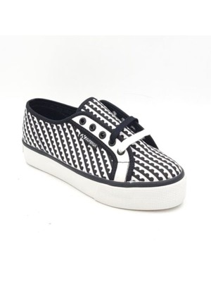 

Женские черные кроссовки SUPERGA на платформе со шнуровкой и круглым носком Mary Katrantzou 6,5 м, Черный, NF001 2730 SUPER 019
