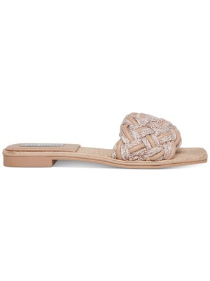 Женские босоножки-слипоны STEVE MADDEN бежевого цвета Zeal с квадратным носком на блочном каблуке, 5 М