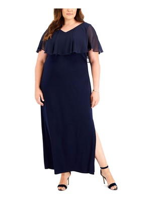 

CONNECTED APPAREL Женское темно-синее платье-накидка, пуловер, вечернее платье с развевающимися рукавами, плюс 20 Вт, Navy