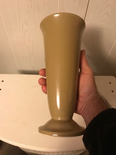 Vintage Hull U S A 9 1/2” Tan/Gold Vase F 50