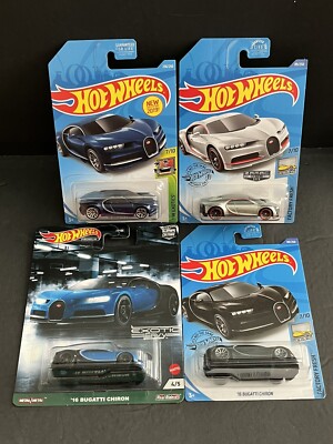 CP Hot Wheels  16 Bugatti Chiron Lot Of 4pcs Mainline Zamac Premium