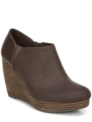

DR SCHOLLS Womens Brown 1/2 Platform Harlow Almond Wedge Slip On Shootie, Коричневый, D1373S3
