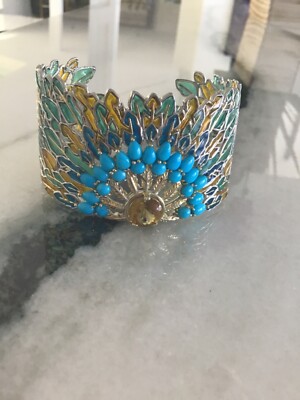 GEMS EN VOGUE  Turquoise/citrine 7 /palladium w/18k yg embraced & enamel