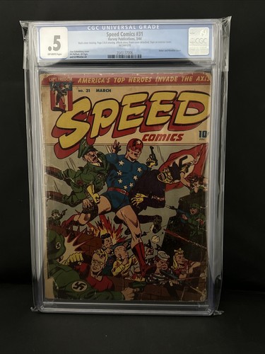 Speed Comics #31 (Harvey 1944) 💥 CGC .5 💥 Hitler