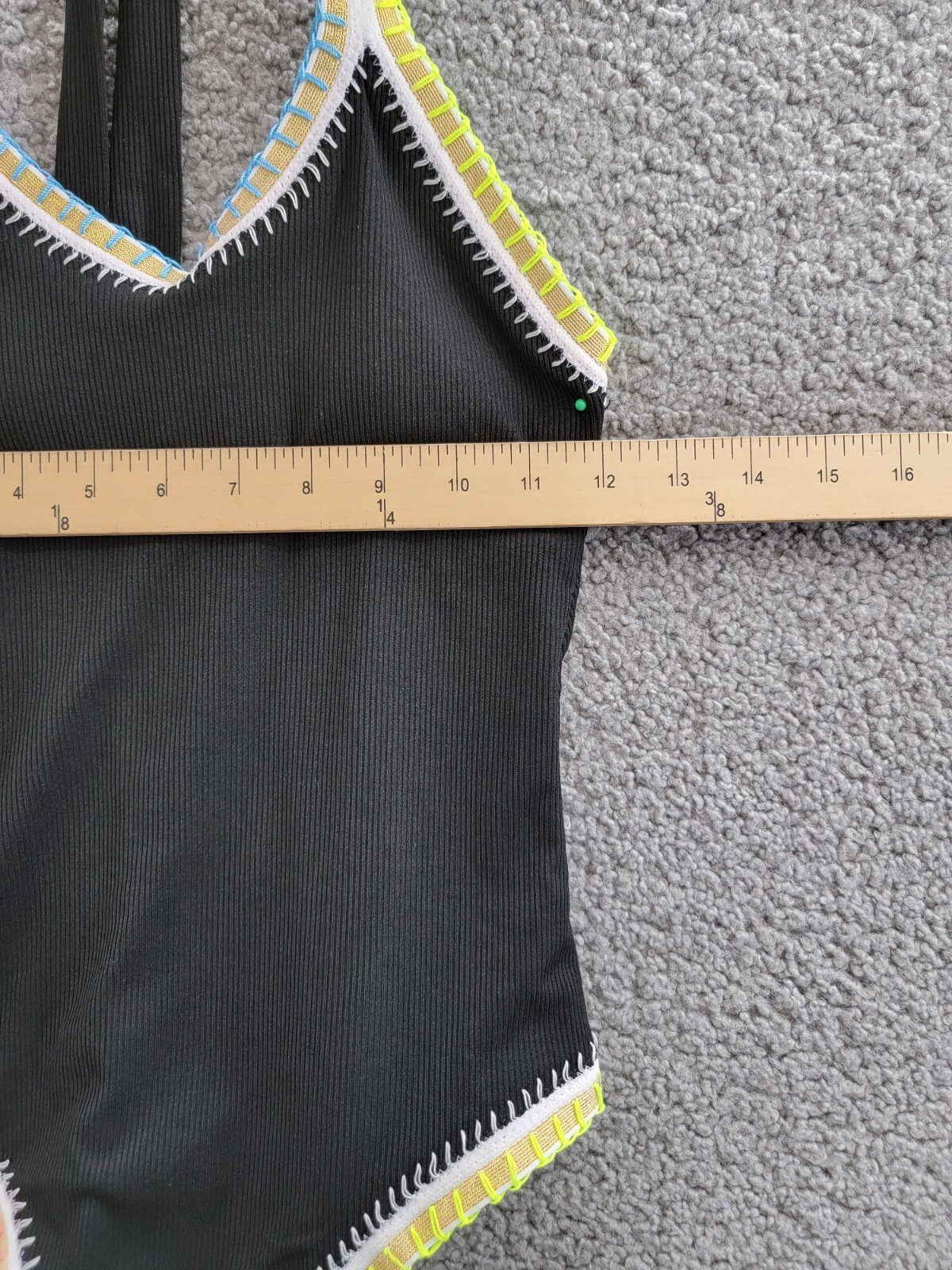 Ferrarini x PQ Crochet-Trim One-Piece Swimsuit Women's S Black Multi Tie Closure - Picture 5 of 13