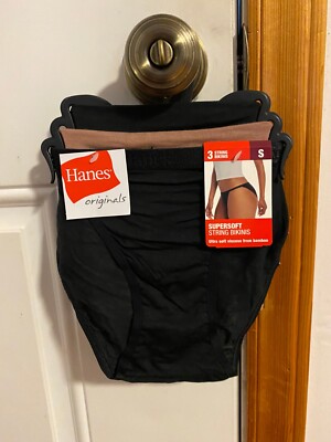 NEW WOMEN'S SIZE SMALL HANES ORIGINALS SUPERSOFT STRING BIKINI UNDERWEAR 3-PACK